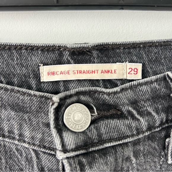Levi’s Premium Denim Ribcage Ankle Straight Washed Black 29 - Picture 5 of 10